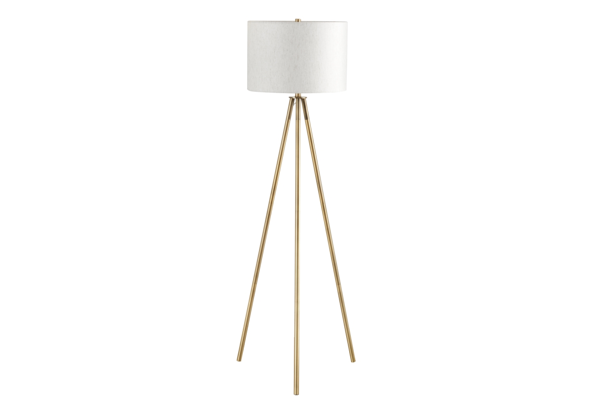 Picture of Monarch Specialties I 9736 63 in. Lighting Metal & Shade Contemporary Floor Lamp - Brass&#44; Ivory & Cream