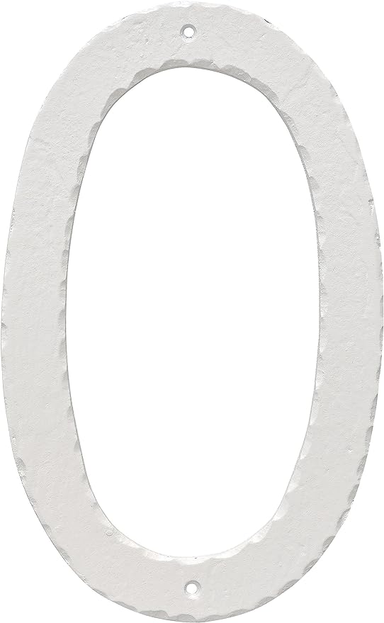 10 in. Textured House Number, White - Number 0