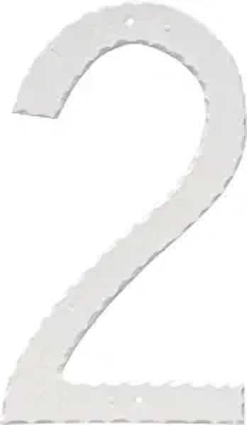10 in. Textured House Number, White - Number 2