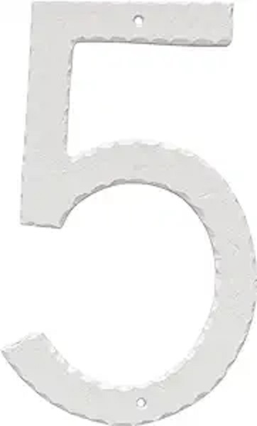 10 in. Textured House Number, White - Number 5