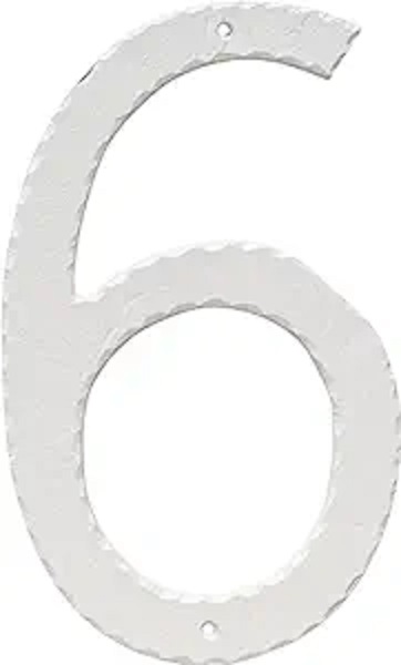 10 in. Textured House Number, White - Number 6