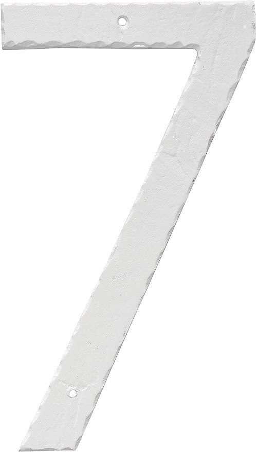 10 in. Textured House Number, White - Number 7