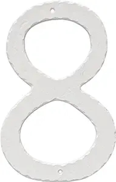 10 in. Textured House Number, White - Number 8