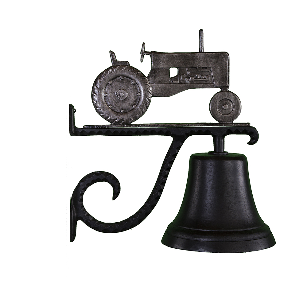 7.75 in. Diameter Cast Bell with Tractor Ornament - Swedish Iron
