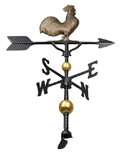 32 in. Aluminum Deluxe 3D Rooster Weathervane - Aged Bronze