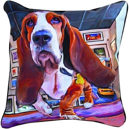 18 in. Bumping Along Basset Hound RMC-18 D Throw Pillows