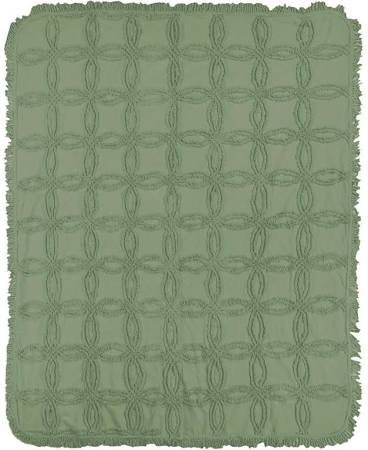 50 x 60 in. Tufted Cotton Sofa Throw Blanket, Olive