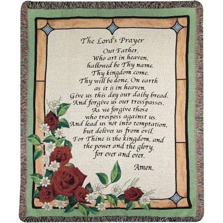 Picture of Manual Woodworkers & Weavers ATTLPG 50 x 60 in. The Lords Prayer Stained Glass Tapestry Throw Blanket