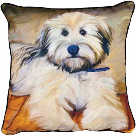 18 in. Bogie Fluffy Puppy Portrait Pillow