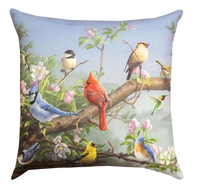 18 x 18 in. Songbirds in Apple Blossoms Pillow