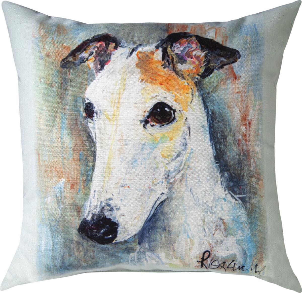18 x 18 in. Pet Love Greyhound Monk Outdoor Pillow