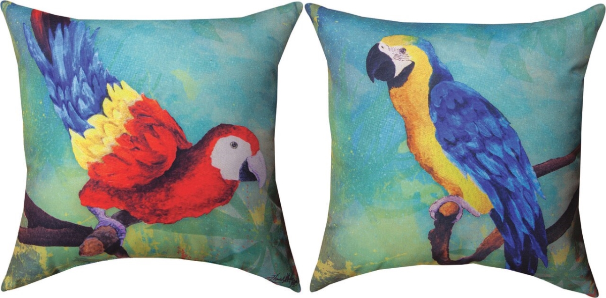 18 x 18 in. Pineapple & Parrot Outdoor Pillow