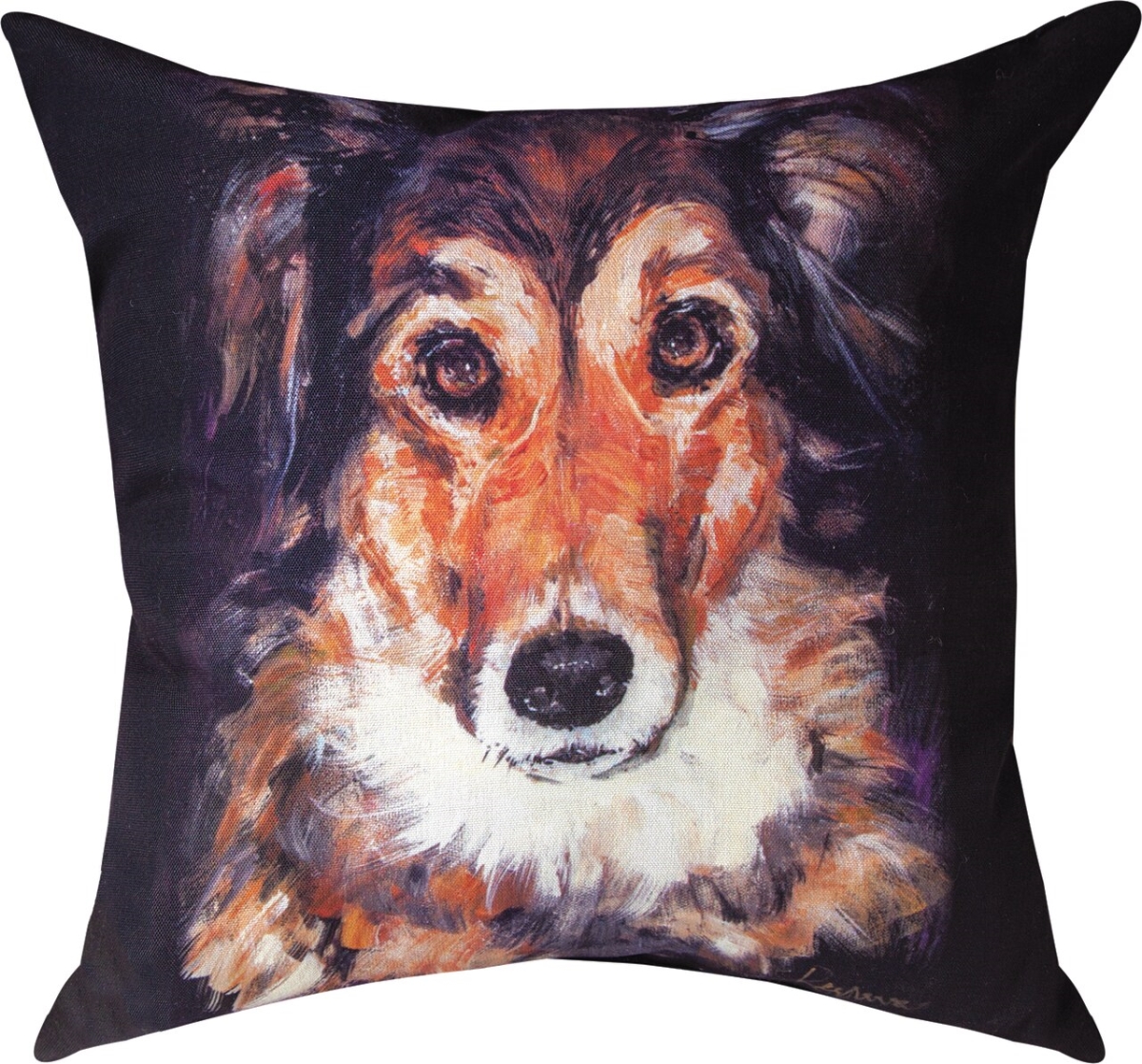 18 x 18 in. Pet Love Collie Dark Outdoor Pillow