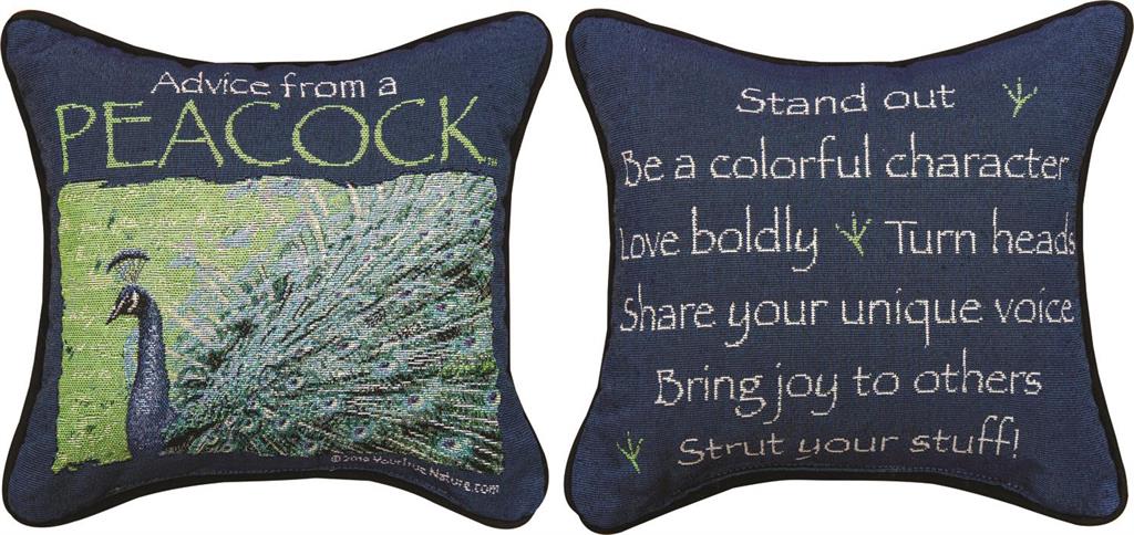 12 in. Advice From A Peacock Pillow