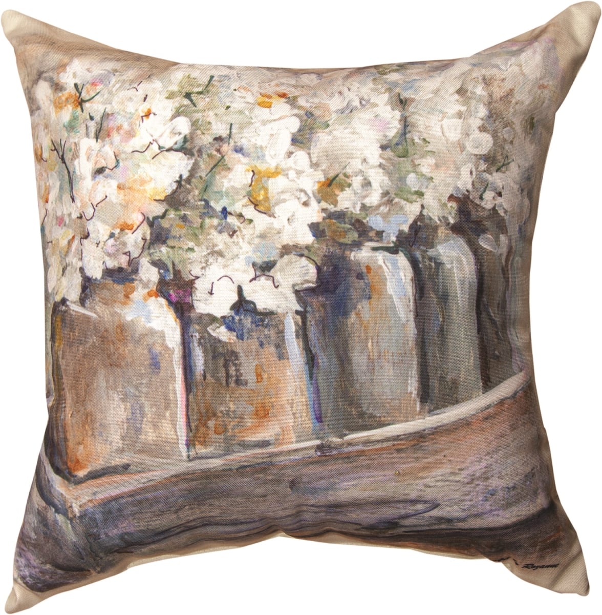 18 in. White Hydreangea Pillow