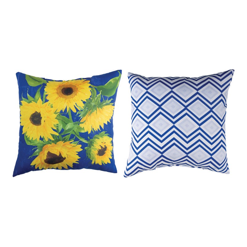 Picture of Manual Woodworkers & Weavers SLZSB 18 x 18 in. Zig Zag Sunflowers Climaweave Pillow&#44; Multi Color