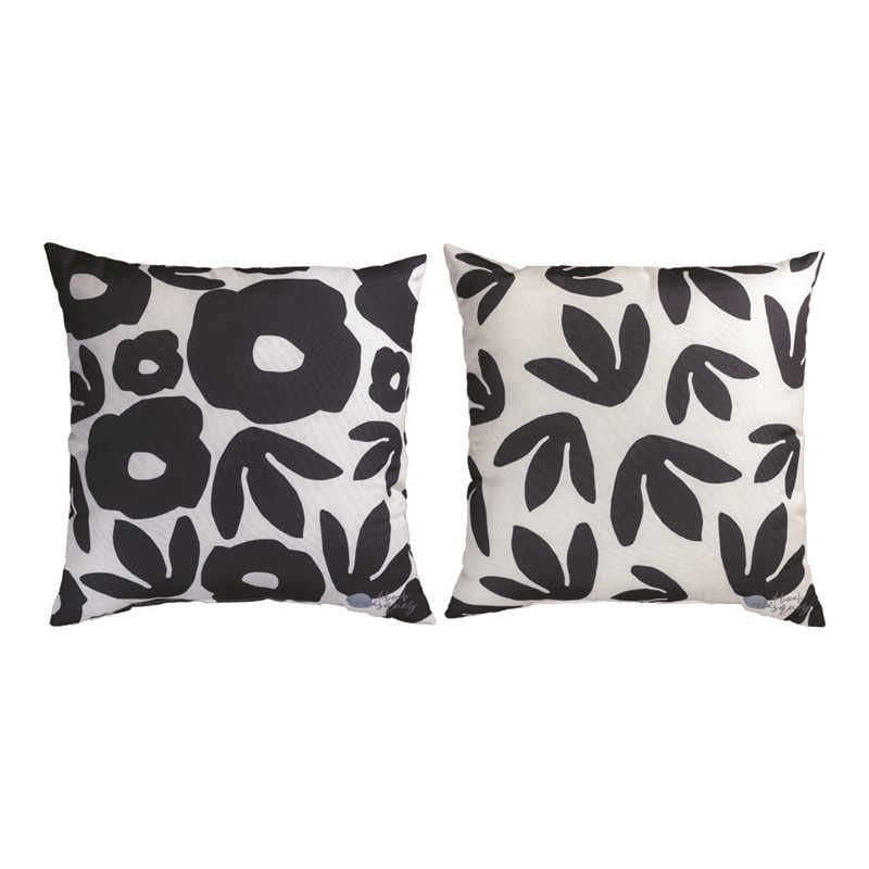 Picture of Manual Woodworkers & Weavers SLBFL 18 x 18 in. Black & White Floral Climaweave Pillow