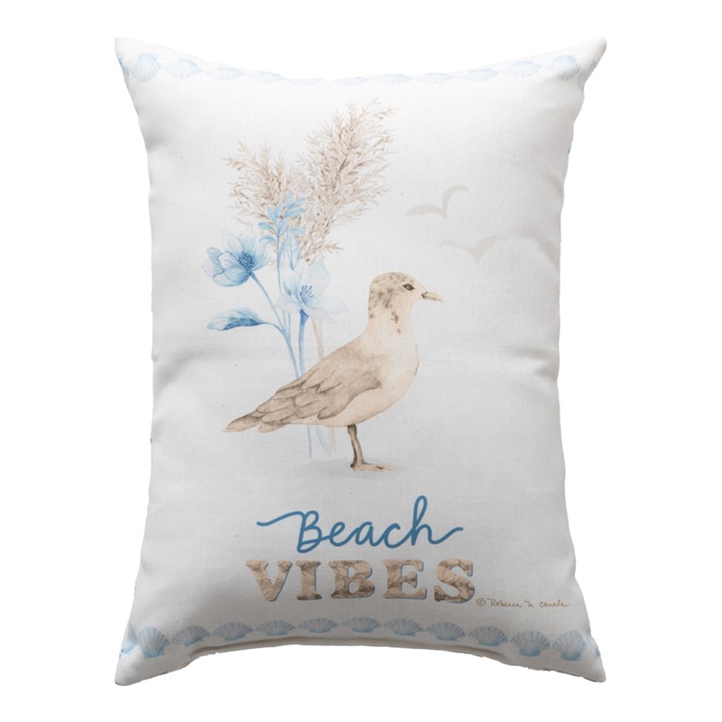 SHBVIB 13 x 18 in. Beach Vibes Climaweave Pillow - White, Tan & Blue