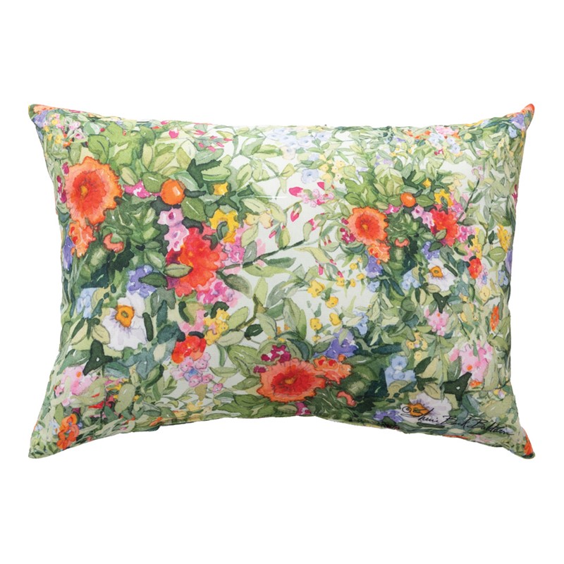 SHBUSQ 18 x 13 in. Butterfly Squares All Over Florals Climaweave Pillow - Green, Red & Multi Color