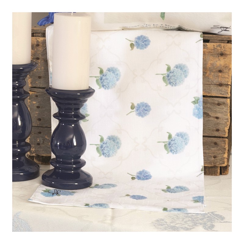 Picture of Manual Woodworkers & Weavers SEFB72 13 x 72 in. Etre Fleur Blue Runner - White & Blue