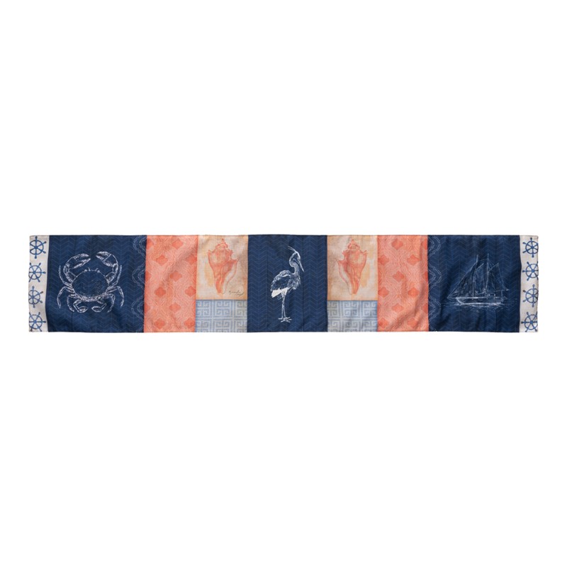 Picture of Manual Woodworkers & Weavers SNWC72 13 x 72 in. Nautical Wonder Navy & Coral Runner - White, Blue & Orange