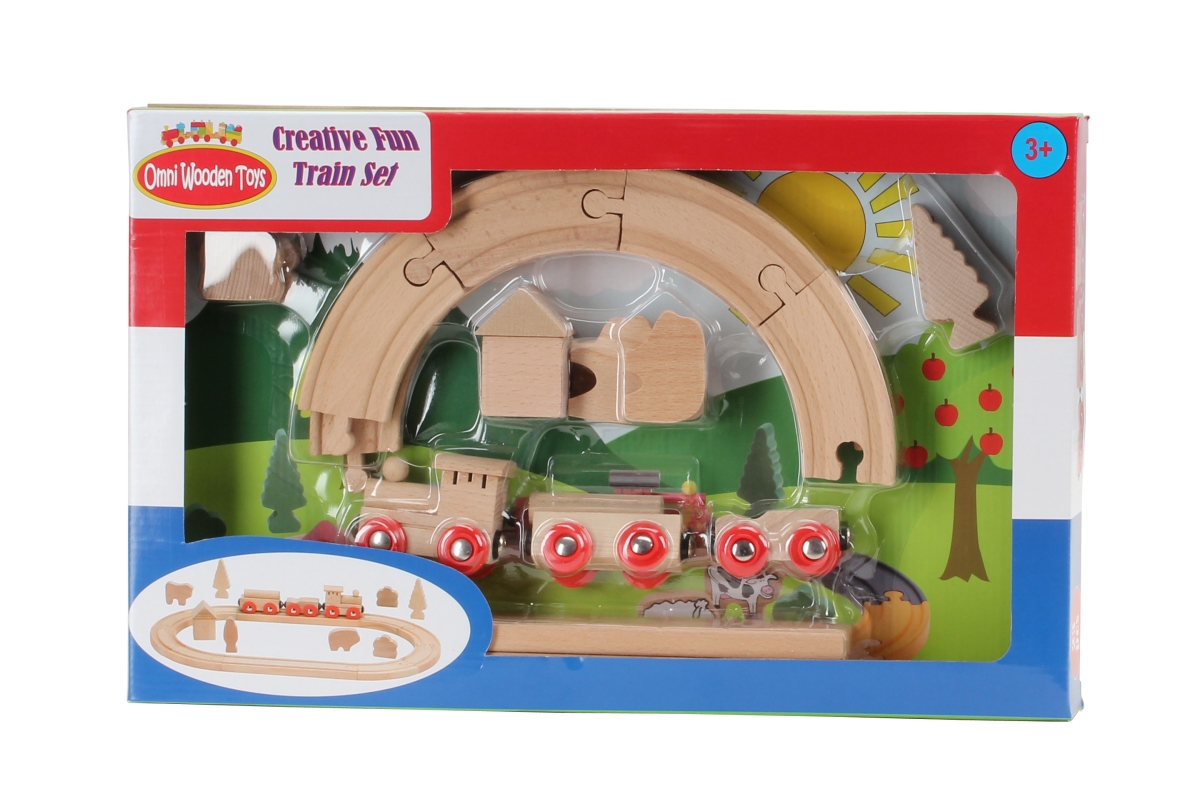 Picture of Omni Wooden Toys 964015NC Non Color Decorate Your Own Train Set - 23 Piece