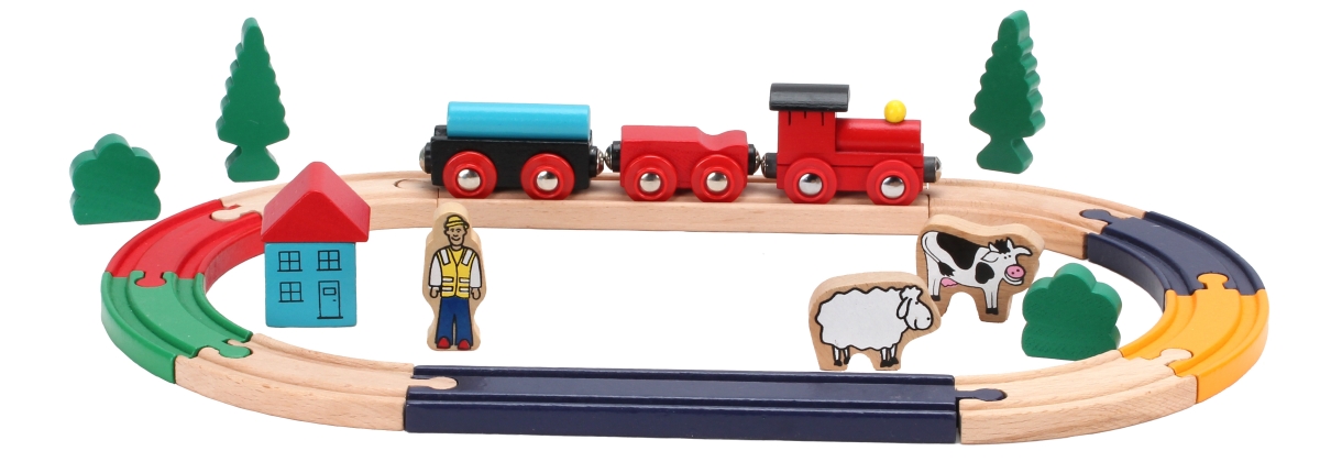 Picture of Omni Wooden Toys 964015 Decorate Your Own Train Set - 23 Piece