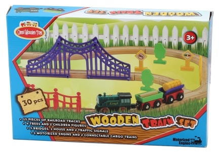 Picture of Omni Wooden Toys 964016 Motorized Engine Train Set - 30 Piece