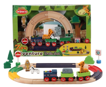 Picture of Omni Wooden Toys 964015Z Zoo Adventure Train Set - 22 Piece
