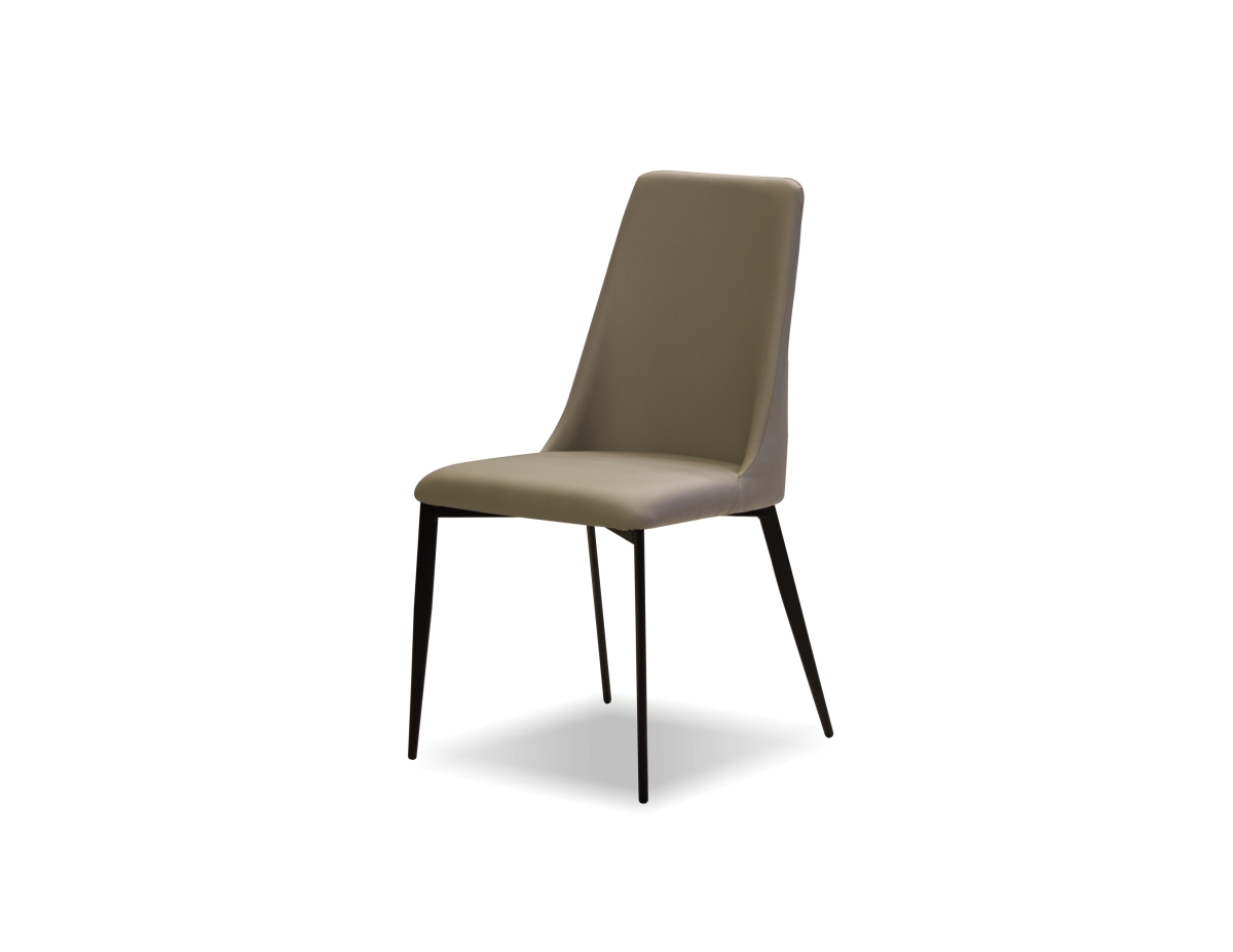 Mobital DCHSEVITAUPBLACK Seville Taupe Leatherette White & Matte Black Legs 2 Dining Chair - Pack of 2