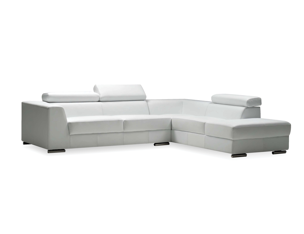 Mobital SERICONWHITPREMI Icon White Grain Leather Sectional Sofa with Right Side Facing Chaise - 110 x 90 x 36 in -  Mobital USA Inc