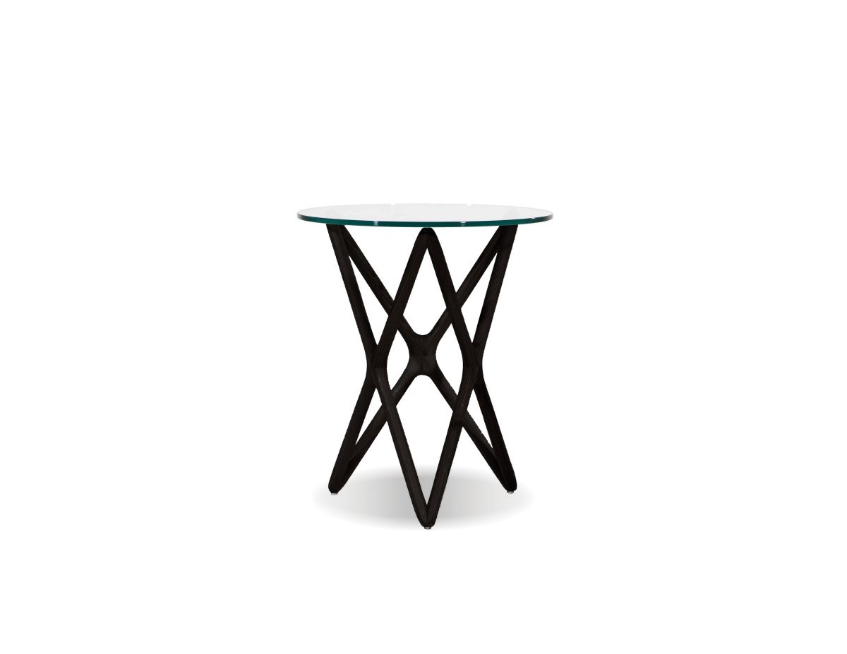 Mobital WENQUASBBEETALL9 Quasar Tall Clear Glass Top & Black Crown Cut Beech End Table