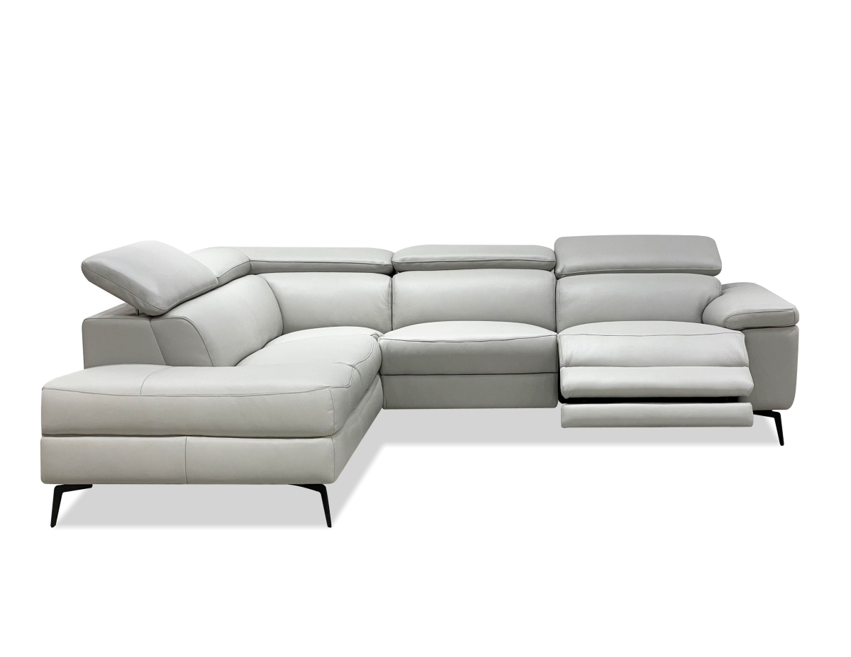 Mobital LSFCAMESILVPCBRE Camello Recliner Leather Left Side Facing Chaise Sectional, Silver & Black