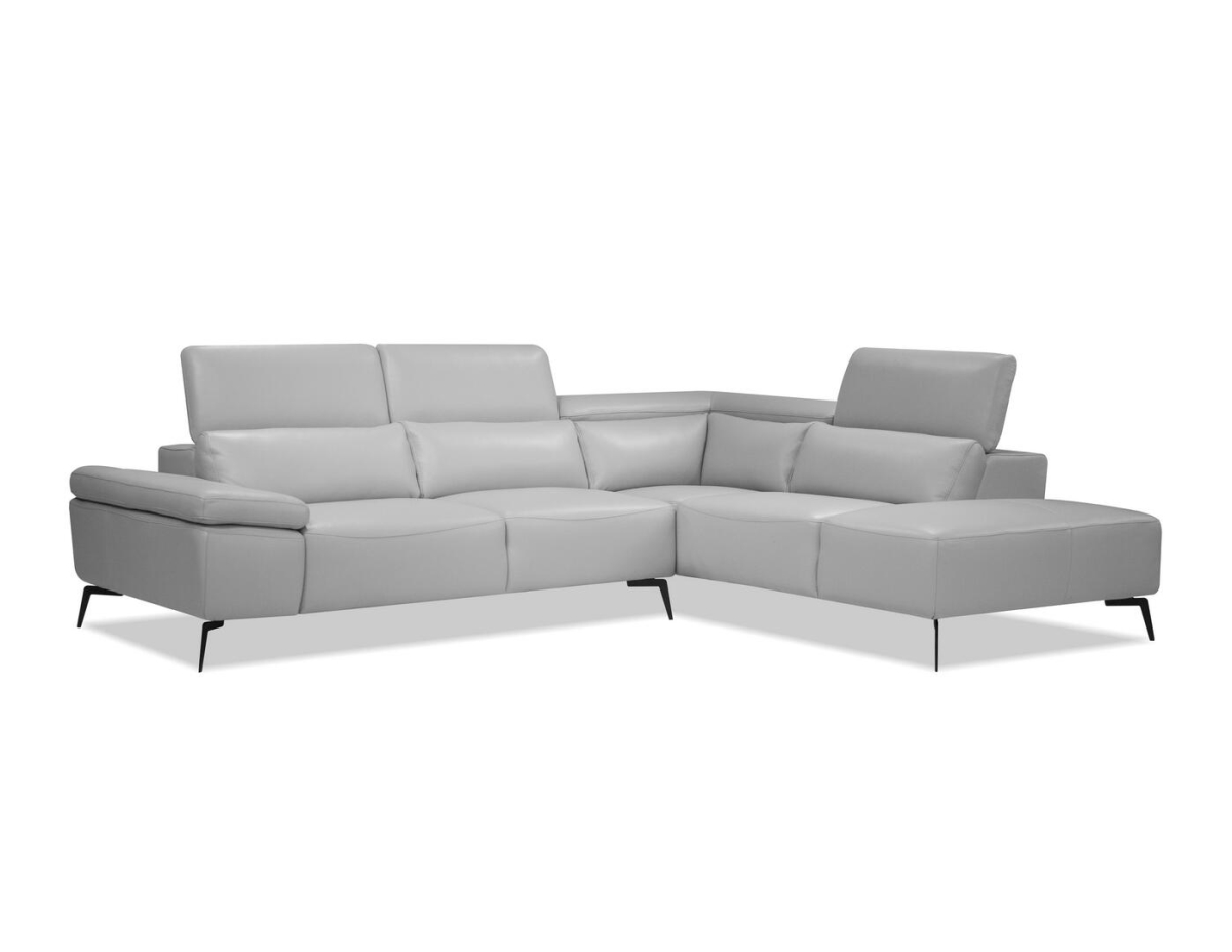 Mobital RSFCAMESILVPCBL2 Camello Leather Right Side Facing Chaise Sectional with Full Lumbar Support, Black Powder Coated