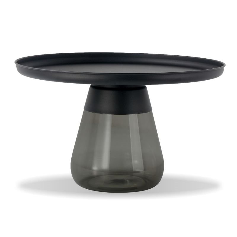 Mobital WCODUVEMBLASMOK Duverre Coffee Table, Matte Black Powder Coated Aluminum & Smoke Grey