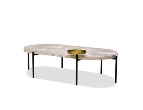 Mobital WCOVELOGREY Velodrome Marble Top Coffee Table with Brass Cup, Grey & Black