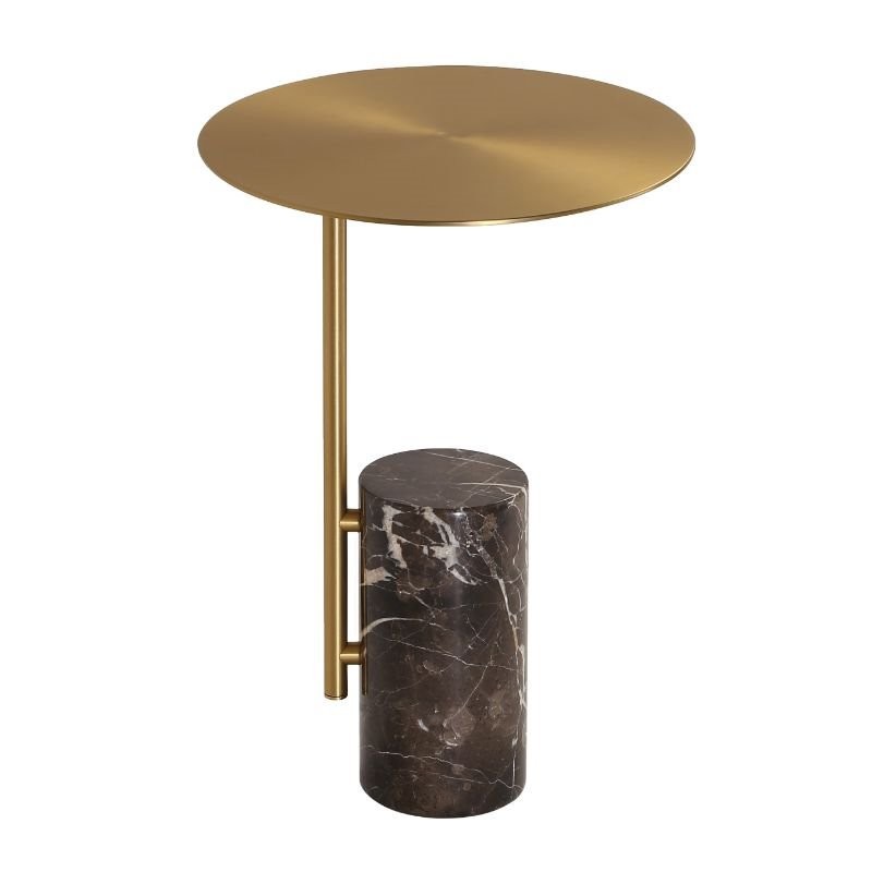 Mobital WENBUTLBRAS Butler Marble Base End Table, Brown