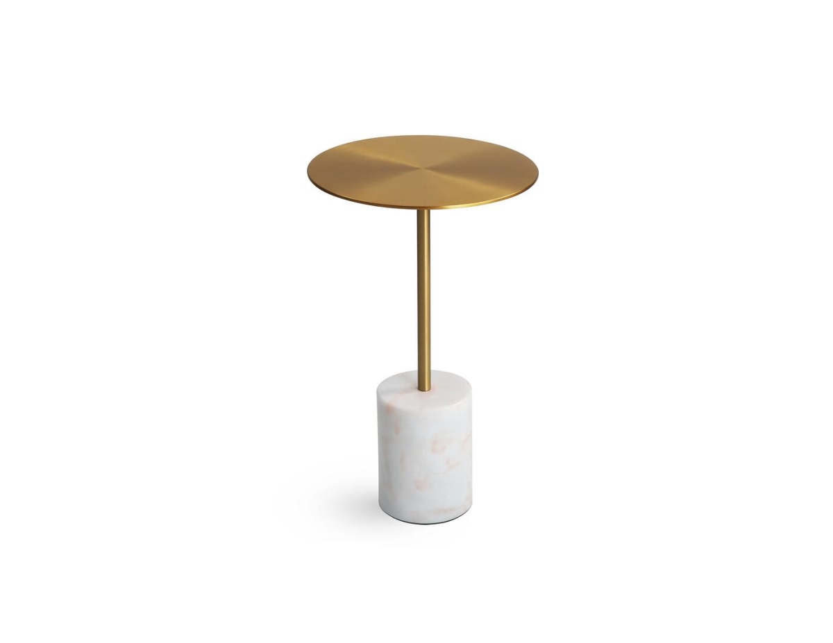 Mobital WENCIRCWHITMEDIU Circulo End Table, Antique Brass & White Marble - Medium