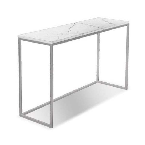 Picture of Mobital WSOONIXWHBSST2PC 30 x 48 x 16 in. Onix Semi Honed Marble Sofa Table with Steel Base&#44; White