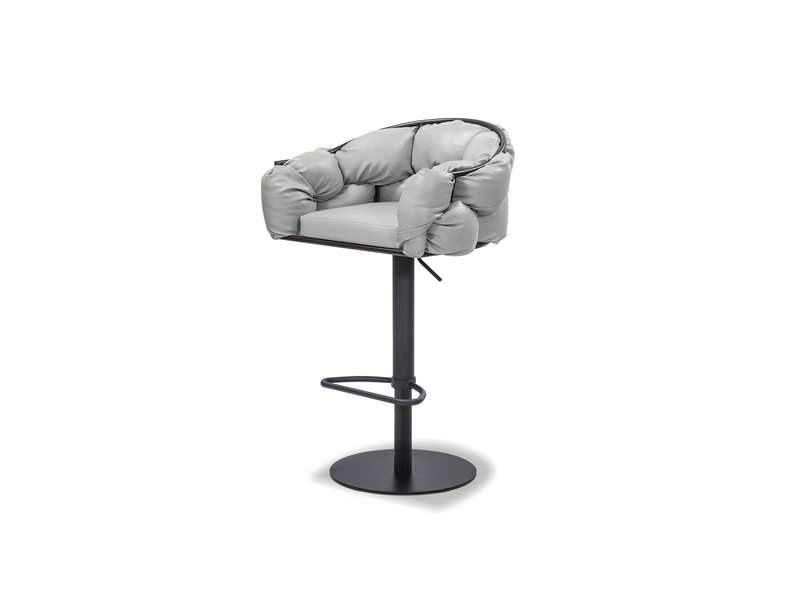 Mobital DBSPUFFCONCPCBLA 24 x 21 x 32-42 in. Puffer Hydraulic Bar Stool, Concrete Grey