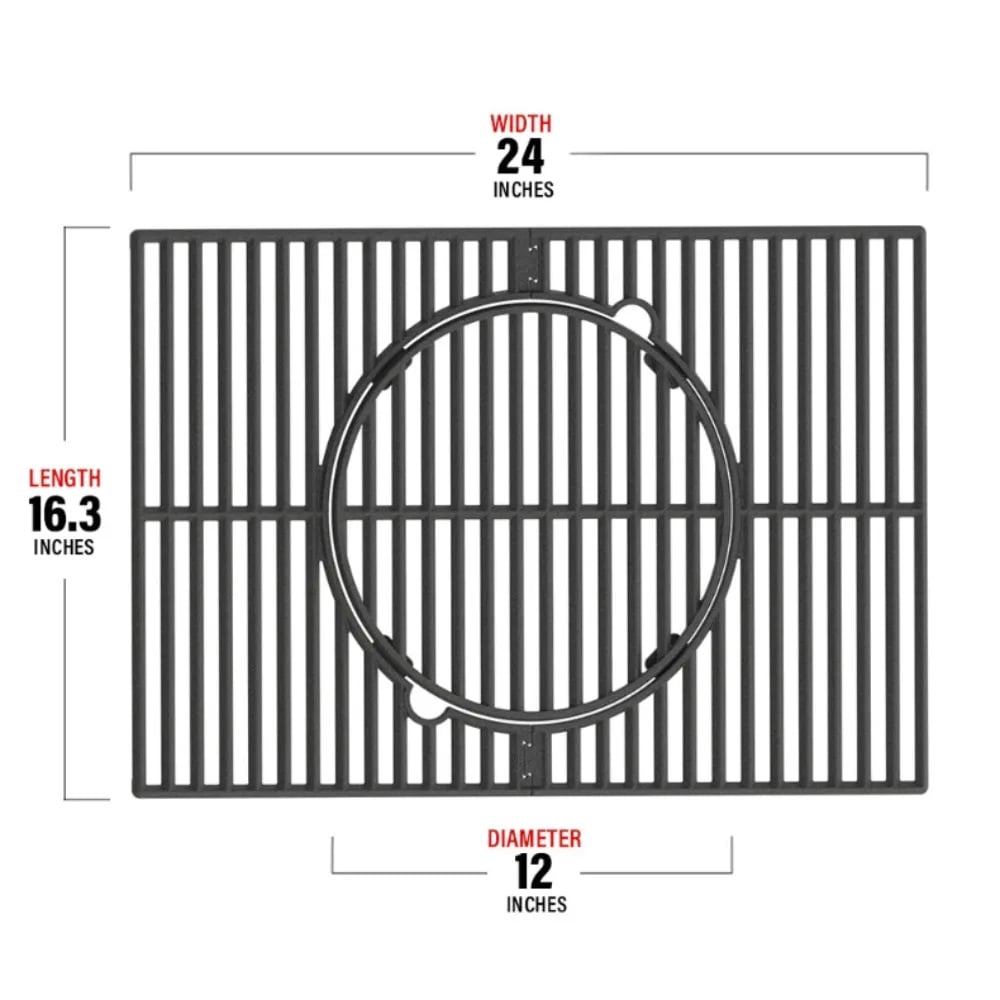 A107 16.3 x 24 in. 3 Burner & Mini Multifunction Cast Iron Grill Grate, Black