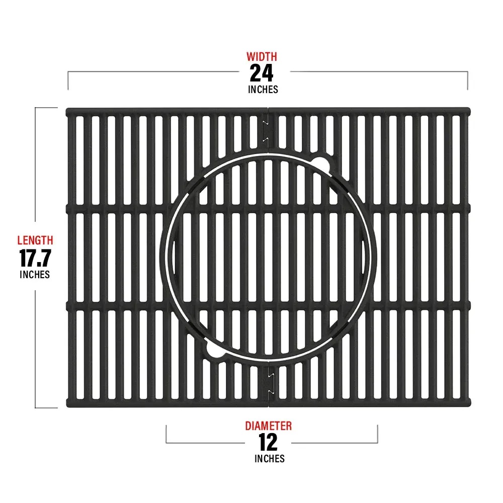 A105 17.7 x 24 in. 6 Burner Multifunction Cast Iron Grill Grate, Black