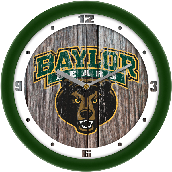 Picture of Suntime ST-CO3-BAB-WWCLOCK Baylor Bears Weathered Wood Wall Clock
