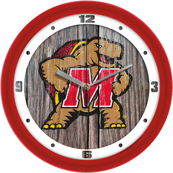 Picture of Suntime ST-CO3-MDT-WWCLOCK Maryland Terrapins Weathered Wood Wall Clock