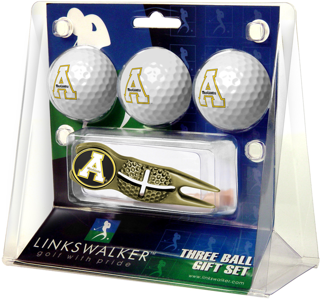 Picture of LinksWalker LW-CO3-AAM-3PKX-G Alabama A&M Bulldogs Gold Crosshair Divot Tool 3 Ball Gift Pack