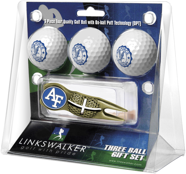 Picture of LinksWalker LW-CO3-AFF-3PKX-G Air Force Falcons Gold Crosshair Divot Tool 3 Ball Gift Pack