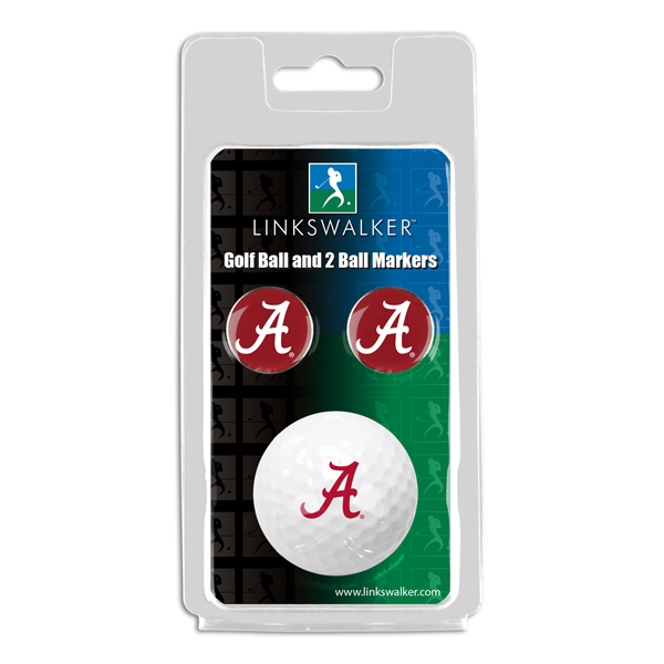 Picture of Links Walker LW-CO3-ACT-GB2BM NCAA Alabama Crimson Tide - ProVictory Golf Ball & 2 Ball Marker Gift Pack&#44; White