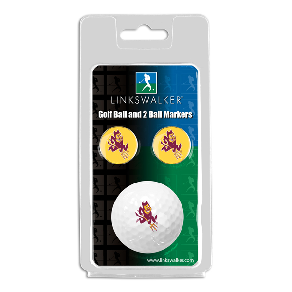 Picture of Links Walker LW-CO3-ASD-GB2BM NCAA Arizona State Sun Devils - ProVictory Golf Ball & 2 Ball Marker Gift Pack&#44; White