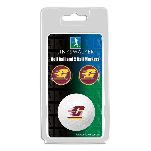 Picture of Links Walker LW-CO3-CMU-GB2BM NCAA Central Michigan Chippewas - ProVictory Golf Ball & 2 Ball Marker Gift Pack&#44; White