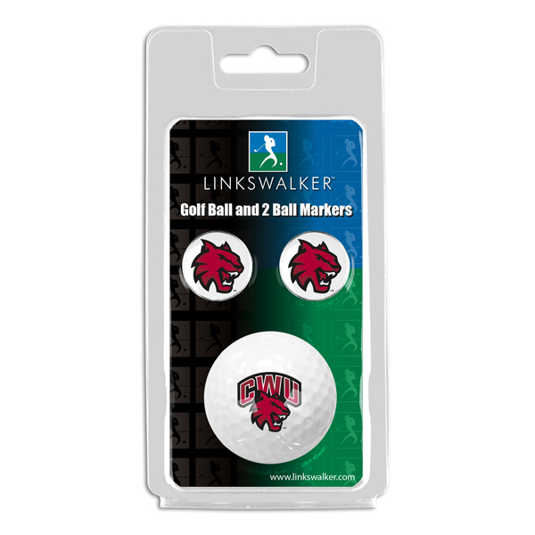 Picture of Links Walker LW-CO3-CWW-GB2BM NCAA Central Washington Wildcats - ProVictory Golf Ball & 2 Ball Marker Gift Pack&#44; White